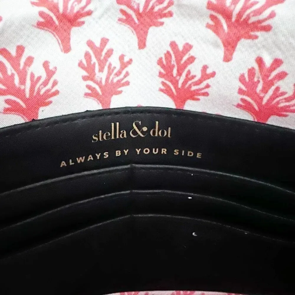 STELLA & DOT | City Slim Black White Woven Raffia Coral  Clutch Bag Purse | OS - Image 6