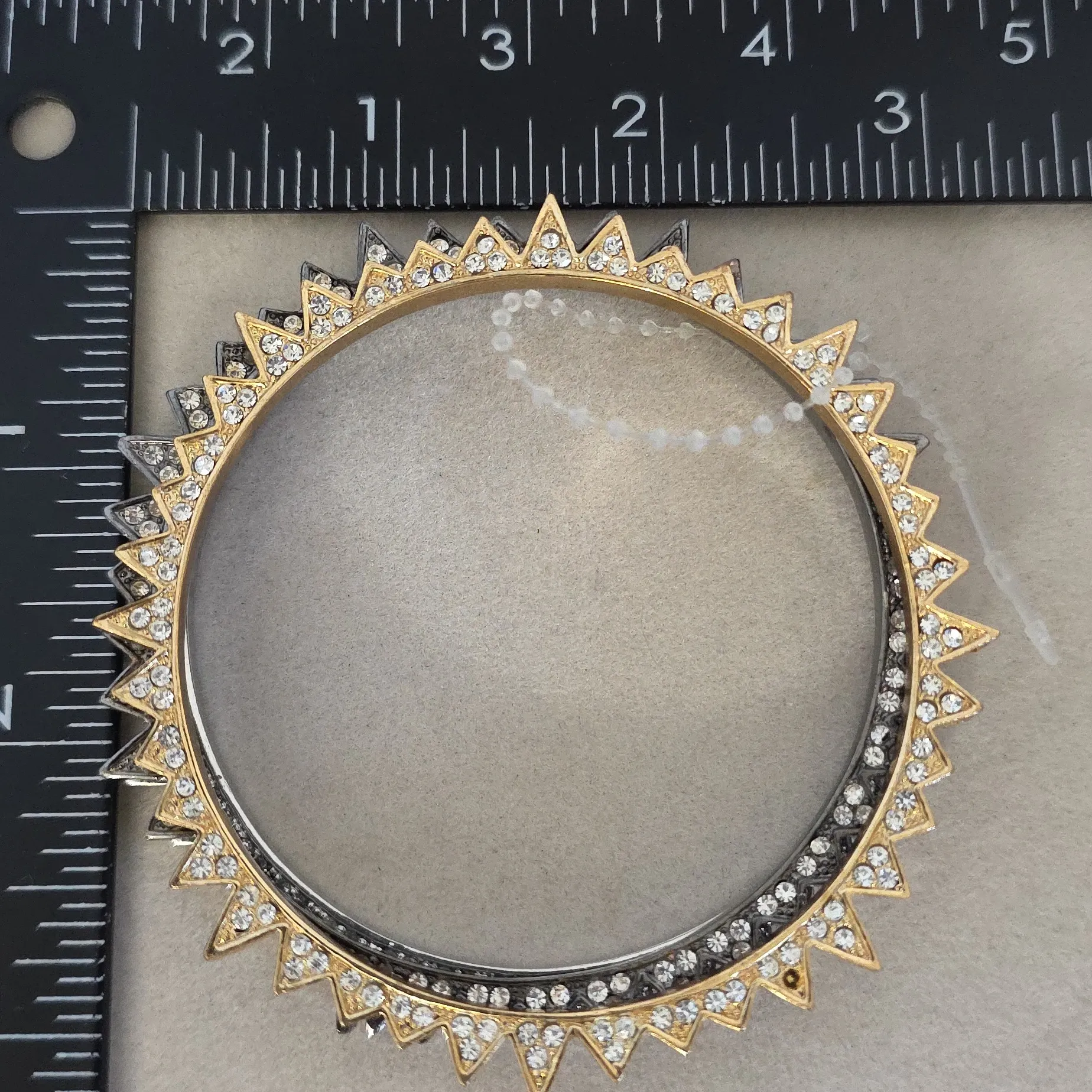 Set Of Three Bangle Bracelet Set Starburst with Rhinestone Gold Silver Grey - Image 9