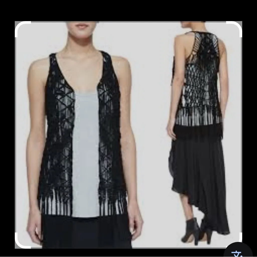 Haute Hippie  Black Macramé suede vest,Top - Image 5