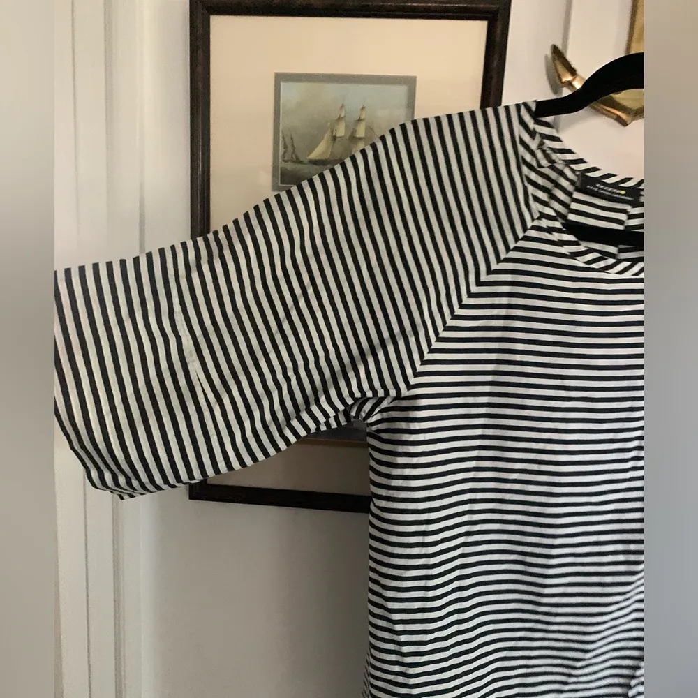 Kate Spade Saturday Black & White Striped Oversized Top XS Silk Cotton Blend - Image 3
