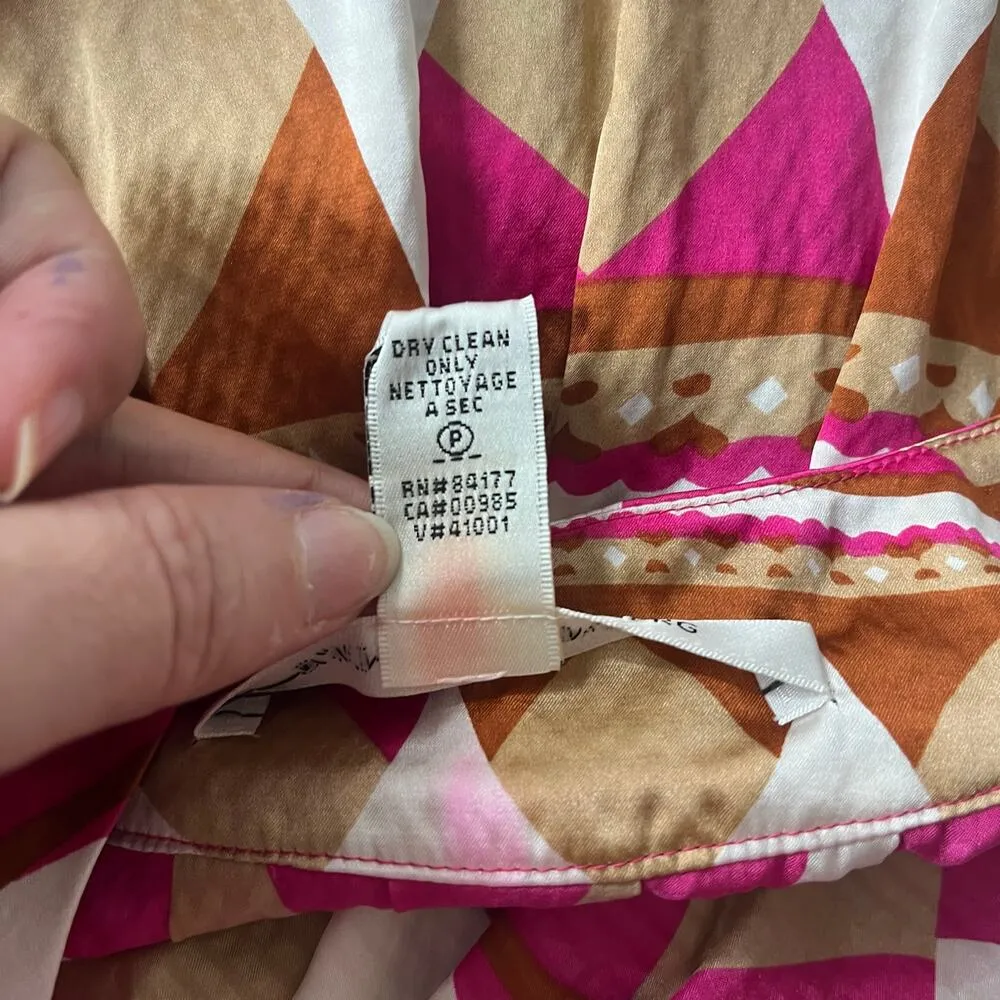 DVF 100% Silk Mini Dress Sz 6 Boho Retro Babydoll Y2K Festival Pockets Bold Art - Image 13