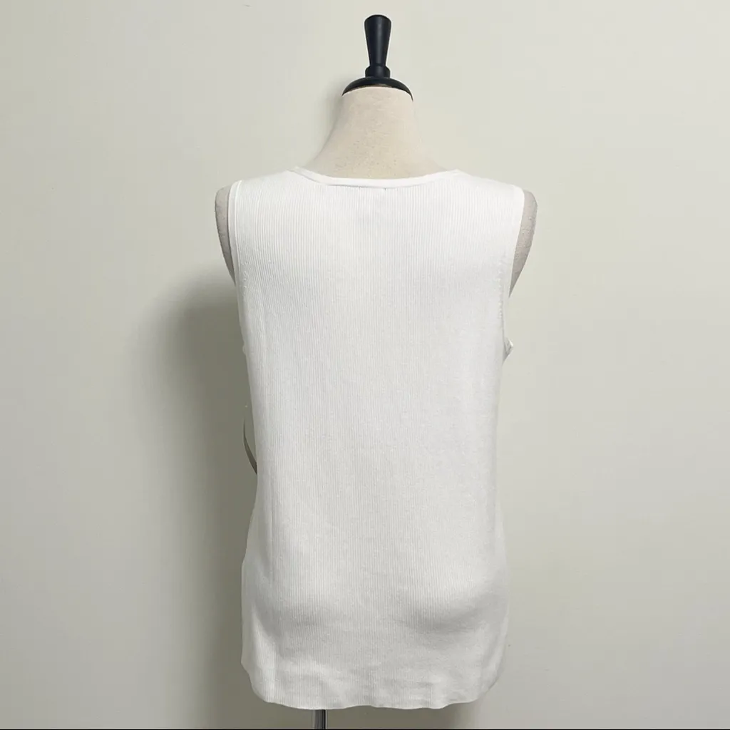 Chicos Ecru Off White Ribbed Sleeveless Scoop Neck Sweater Top NWT 3 XL Stretch - Image 5