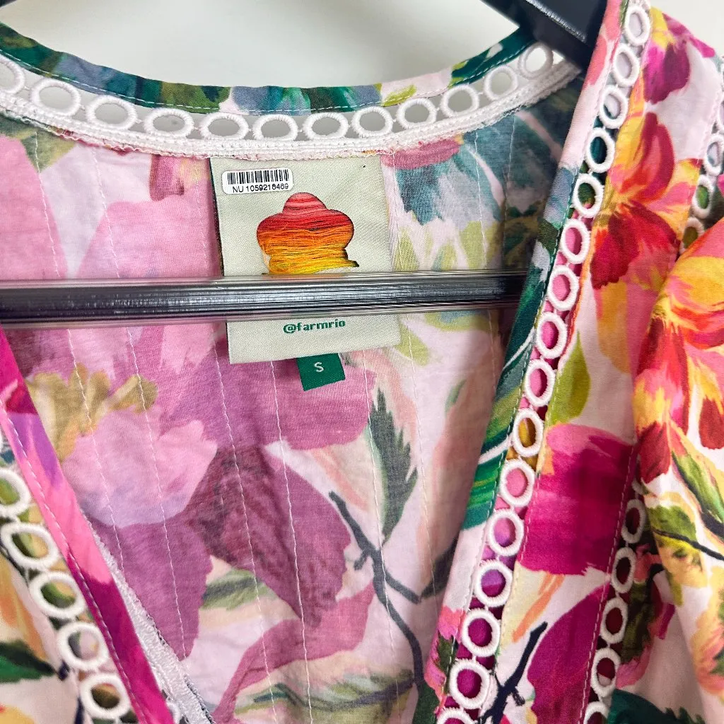 Farm Rio  Painted Flowers Romper in Multi Size Small - Image 6