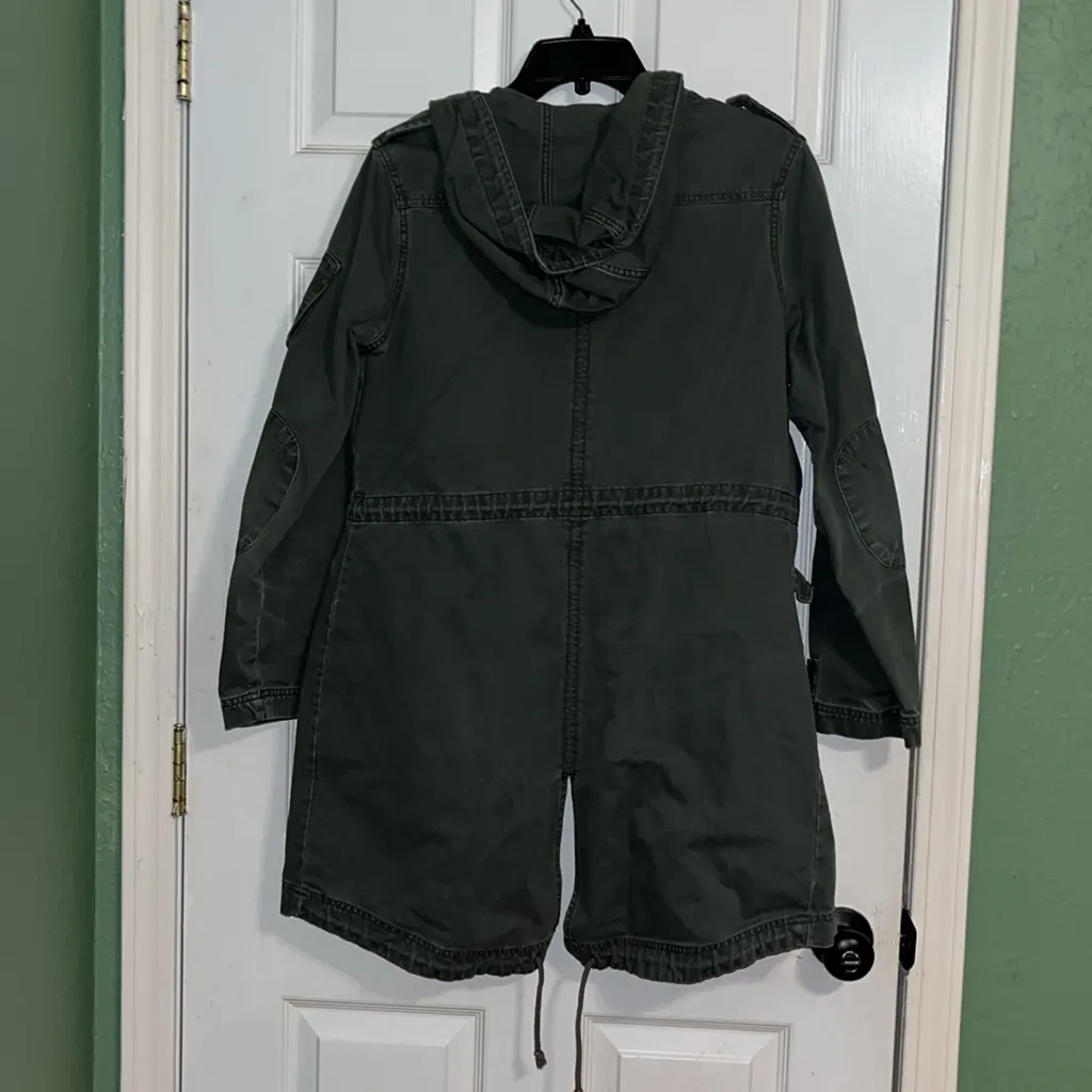 Vintage Denim Olive Green Jacket trench coat jacket Jean jacket green coat - Image 7