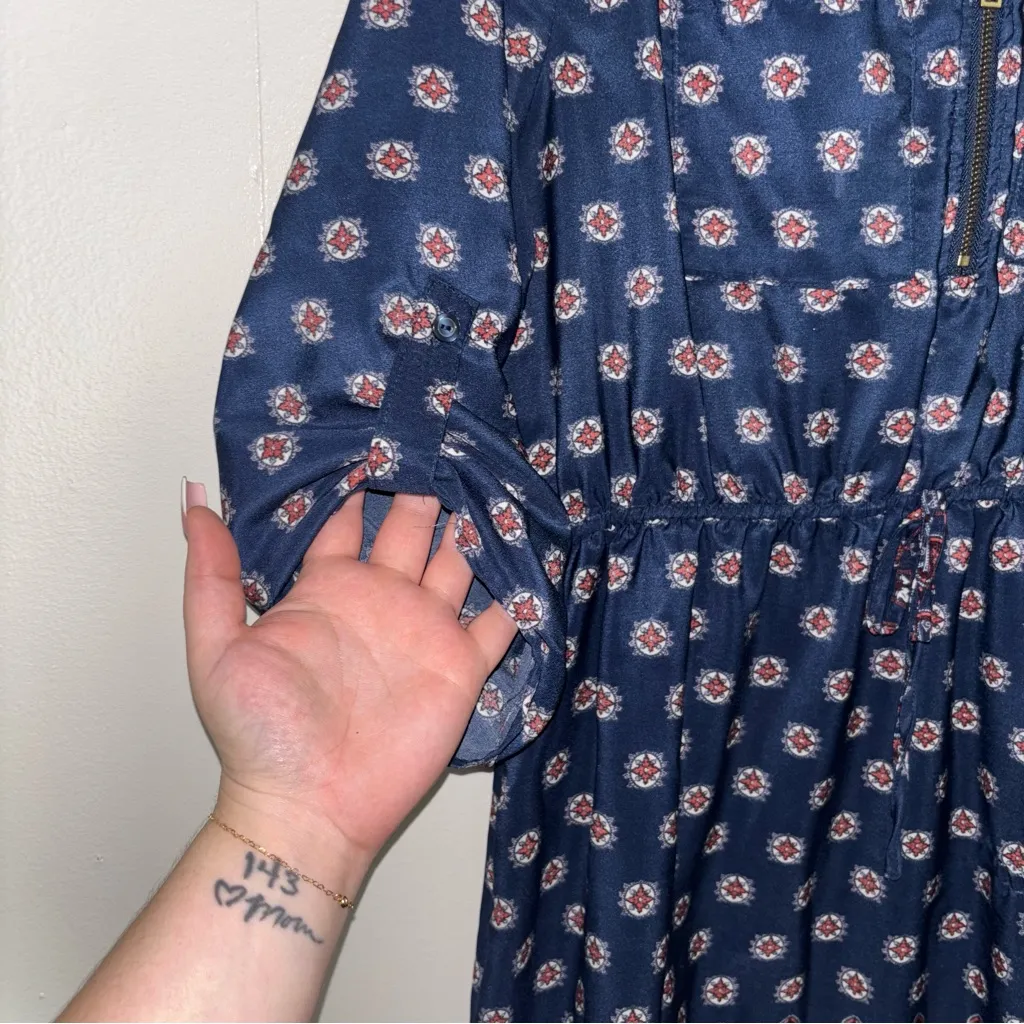 Rue21 Navy and Red Patterned Midi Dress - Image 4