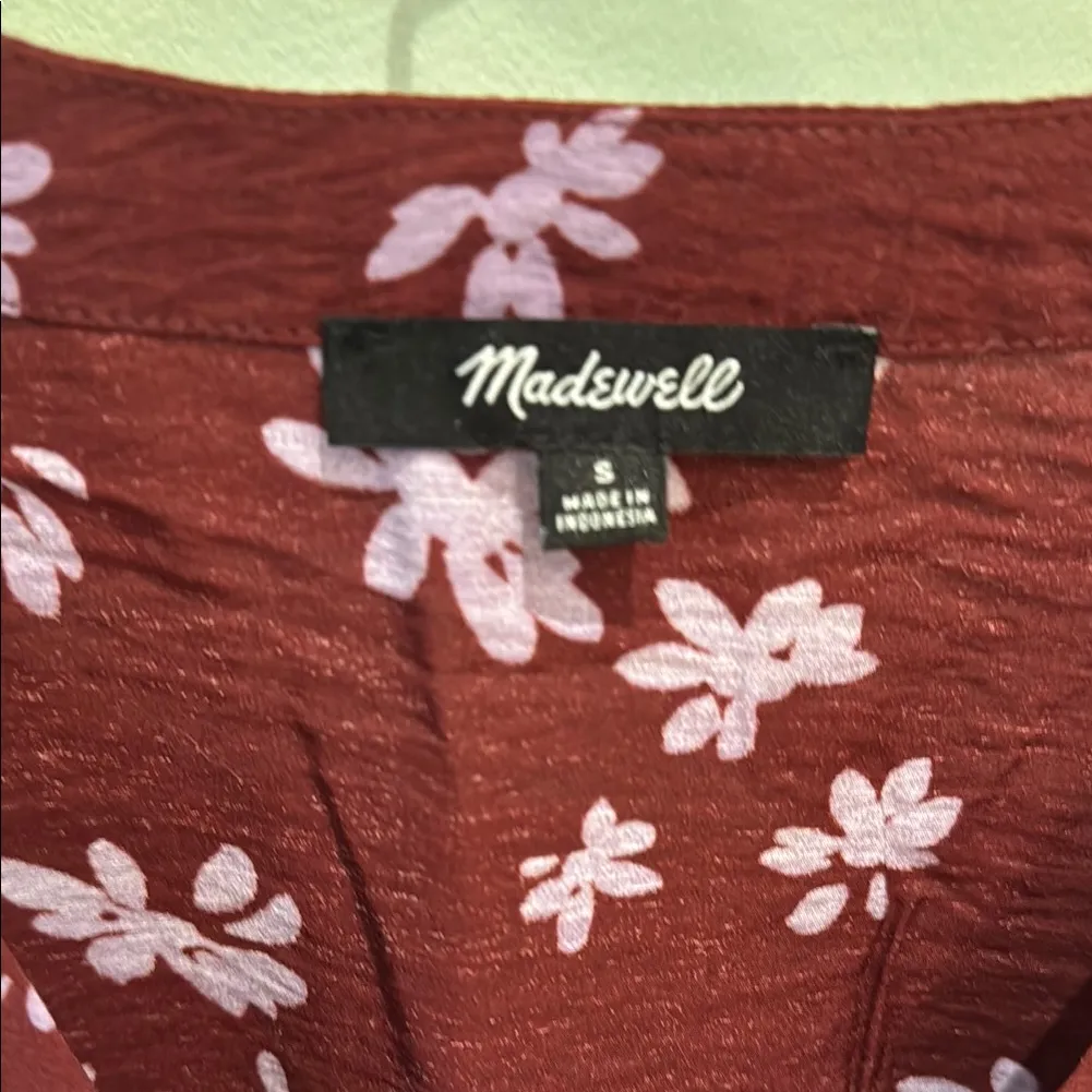 Madewell Burgundy Floral Blouse - Image 2