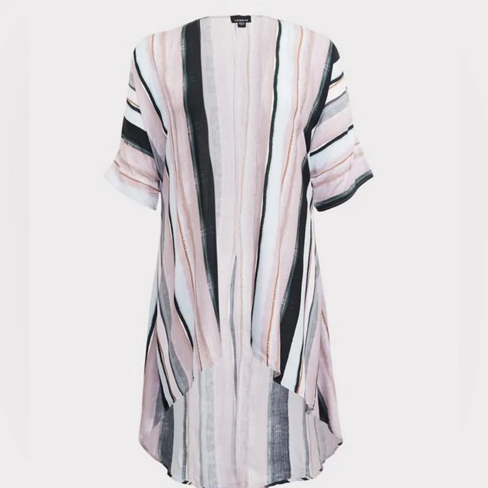 Torrid Multi Stripe Challis Hi-Lo Kimono Cardigan - size 1/2 - Image 9