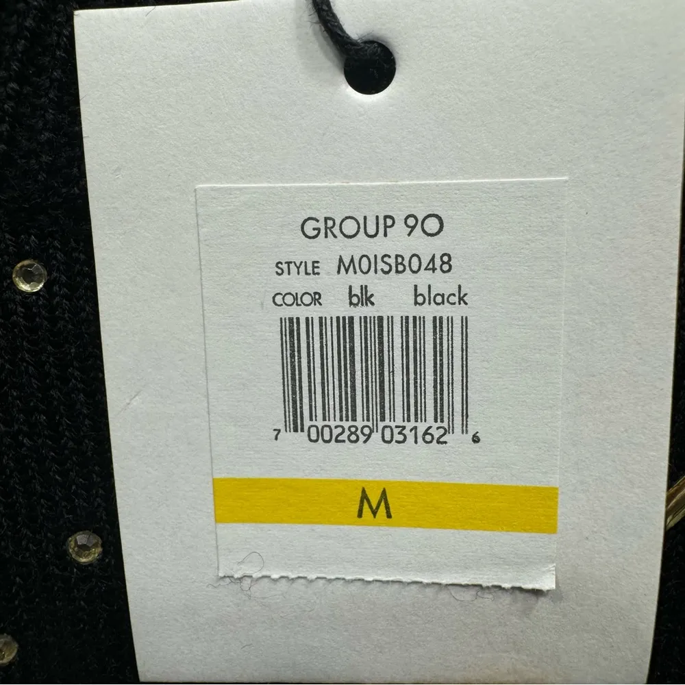 Calvin Klein Black Wool Blend Long Sleeve Sweater with Gold Beading Medium - Image 10