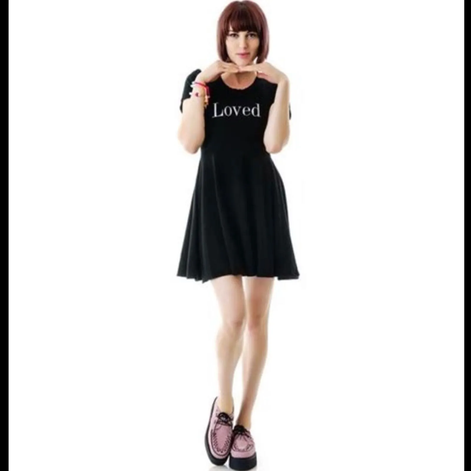 WILDFOX LOVED Womens Black Short Sleeve Baby Tee Swing Dress Mini Size XS - Image 3