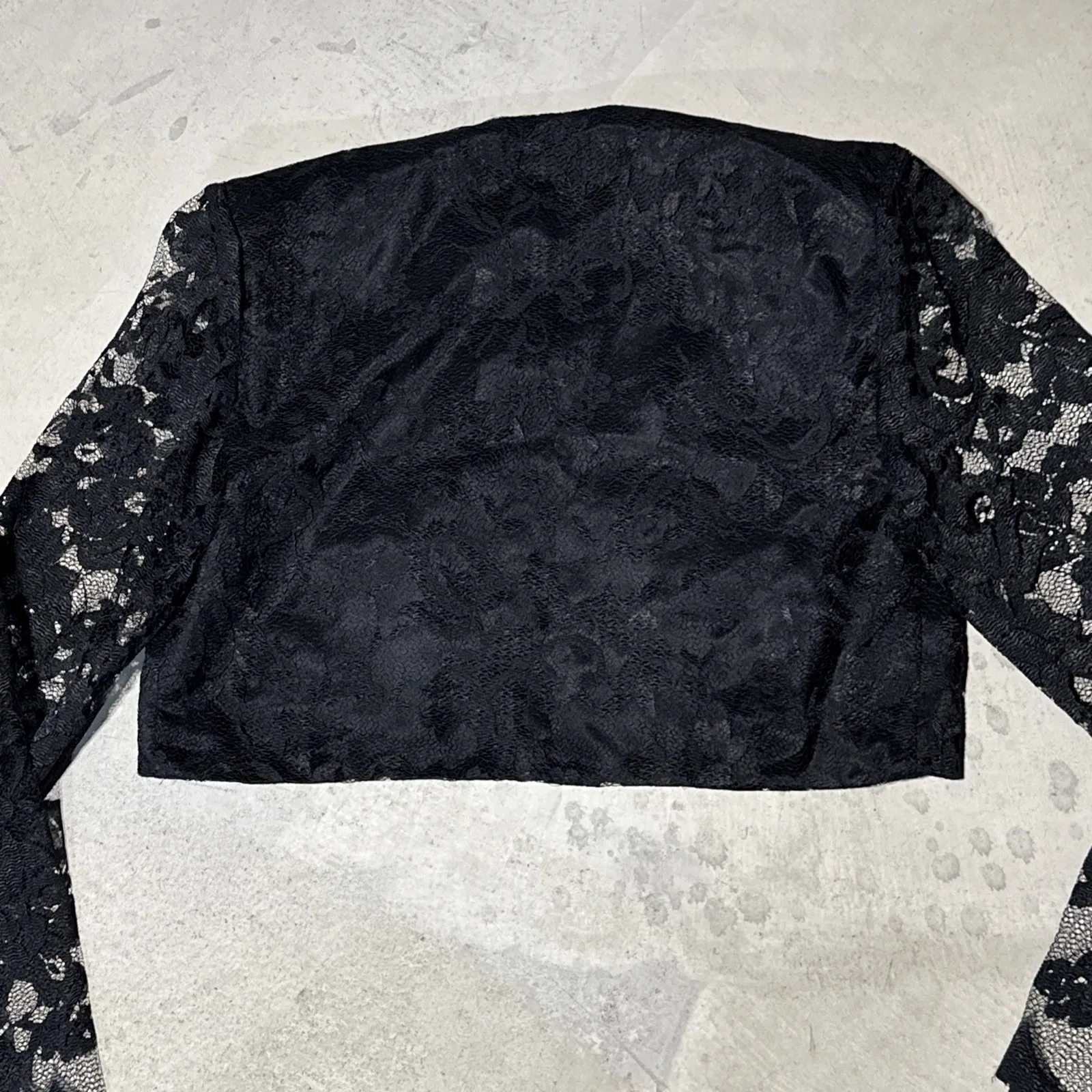 Size 4 HAMPTON NITES Black Lace Blouse VINTAGE Sexy Lingerie Top Blazer - Image 9