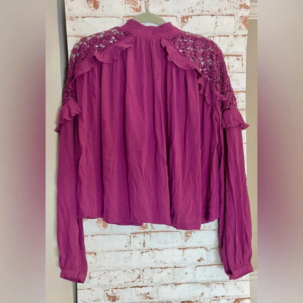 Free People Magenta Lace Blouse - Image 2