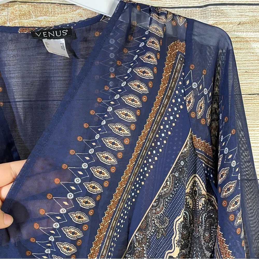 boho romper long flutter mesh sleeves women Size XS - Image 8