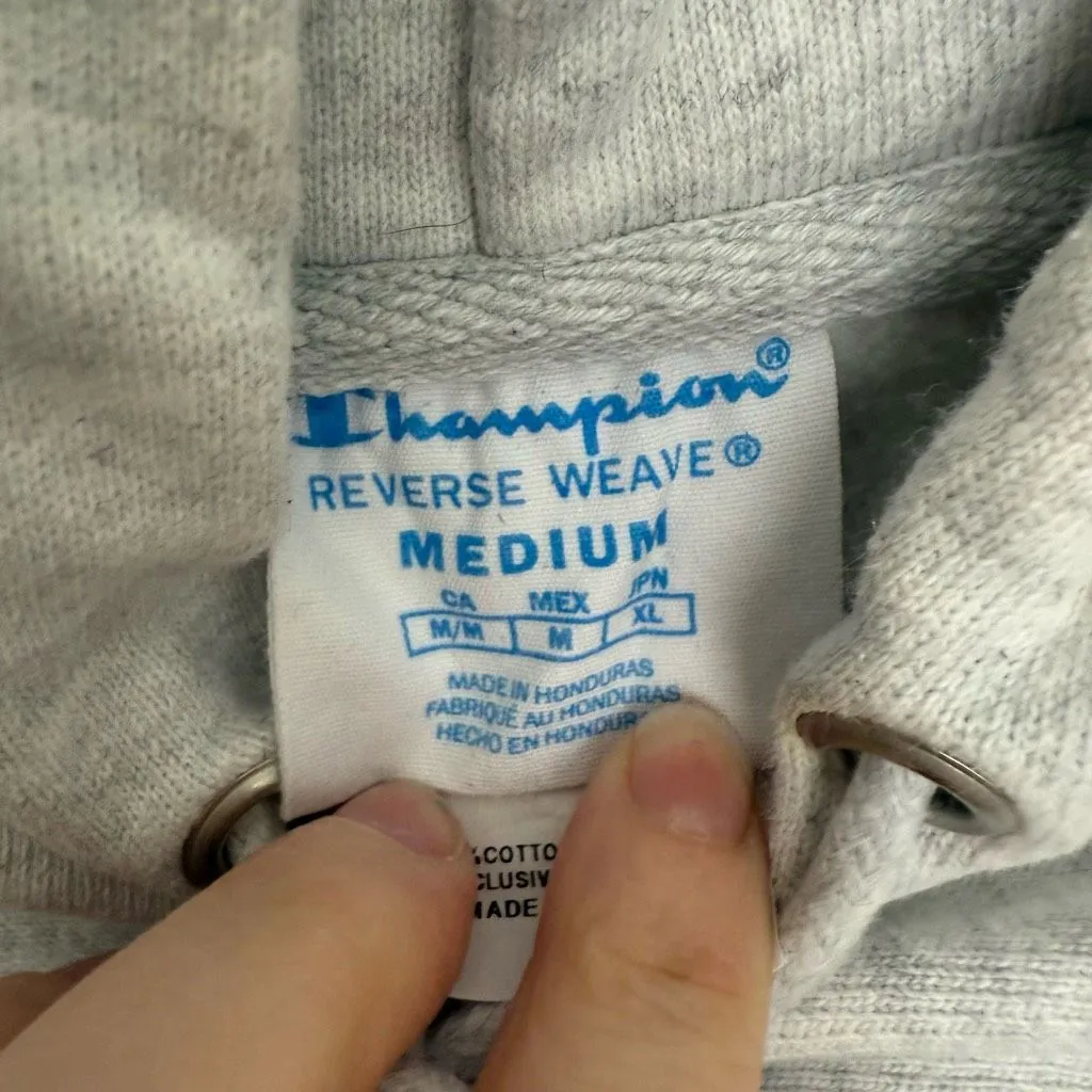 Urban Outfitters Champion Women’s Medium Grey Pink Logo Reverse Weave Hoodie - Image 3