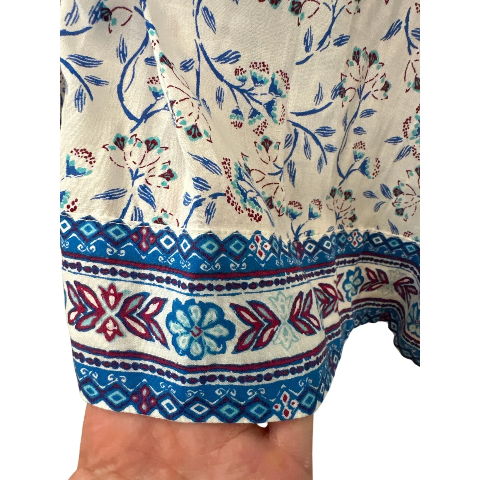Poupette St Barth Della Blue Floral Midi Dress Smocked Waist XS - Image 9