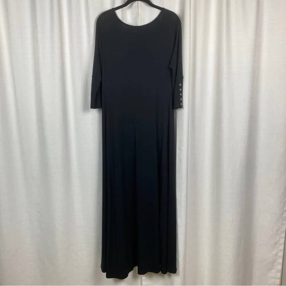 Soft Surroundings Black 3/4 Sleeve Jersey Knit Maxi Dress Sz.M - Image 8