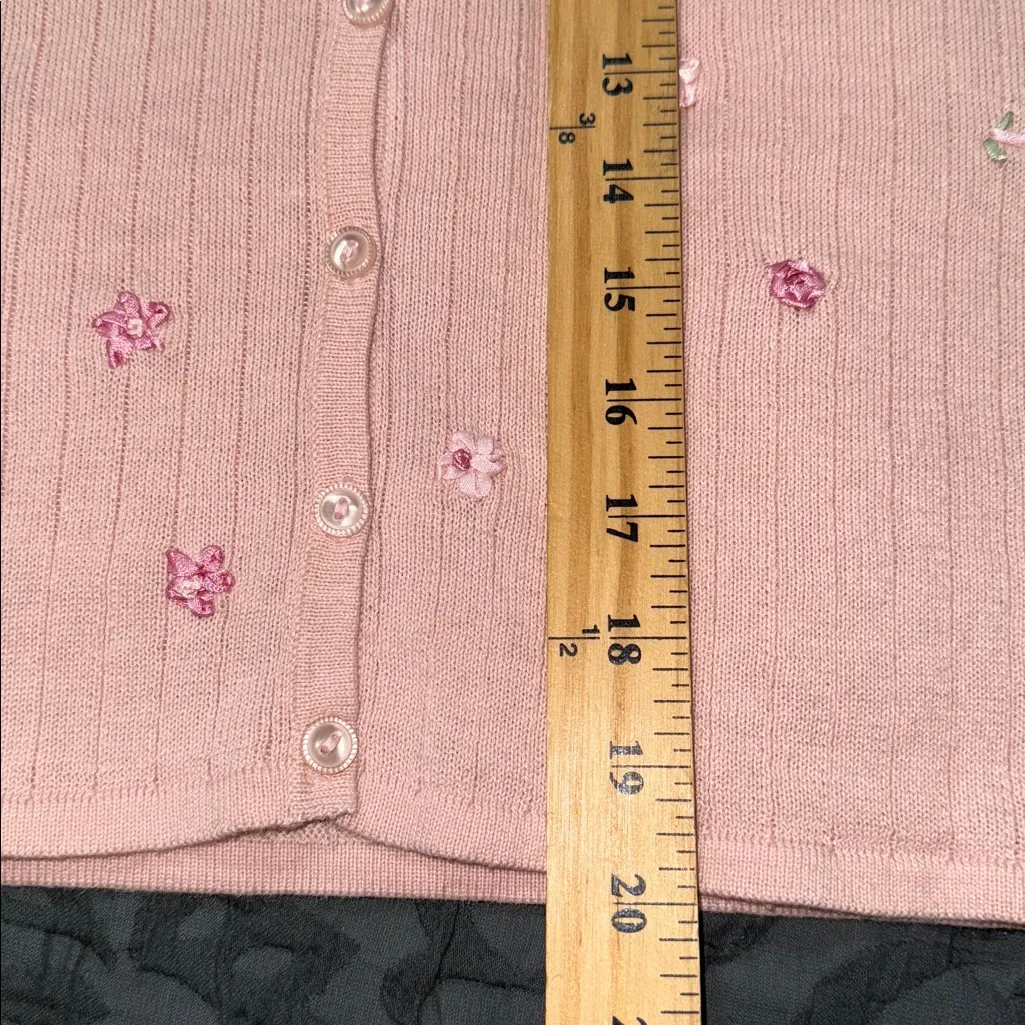 Vintage Dress Barn Petite 2 pc set sz 10P short sleeve pink button up cardigan - Image 5