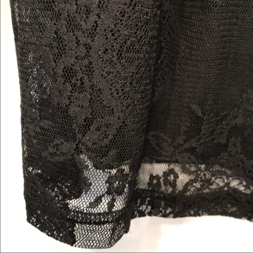 CAbi Black Lace Overlay Tank Date Night Sleeveless Stretchy Tunic Top XS 942 - Image 4