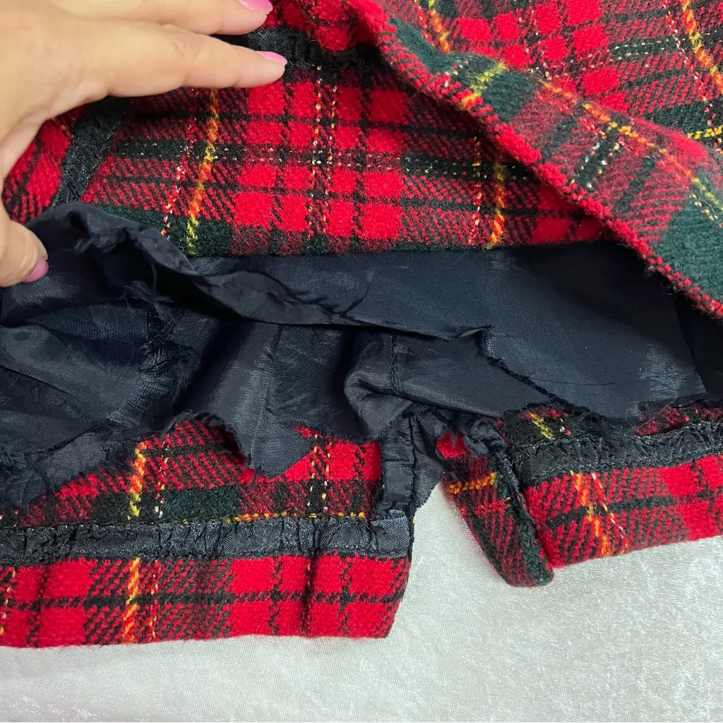Vintage Jones New York Red Black yellow Plaid Mini Skirt size 6 - Image 9