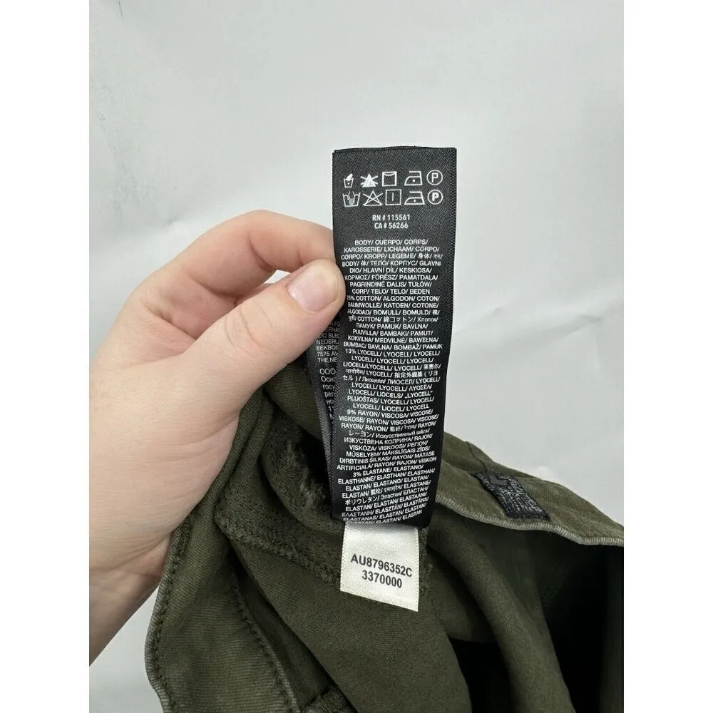 7‎ For All Mankind Armycoated Cargo Pant Women 29 Green Zip Ankle Grunge Skinny - Image 8