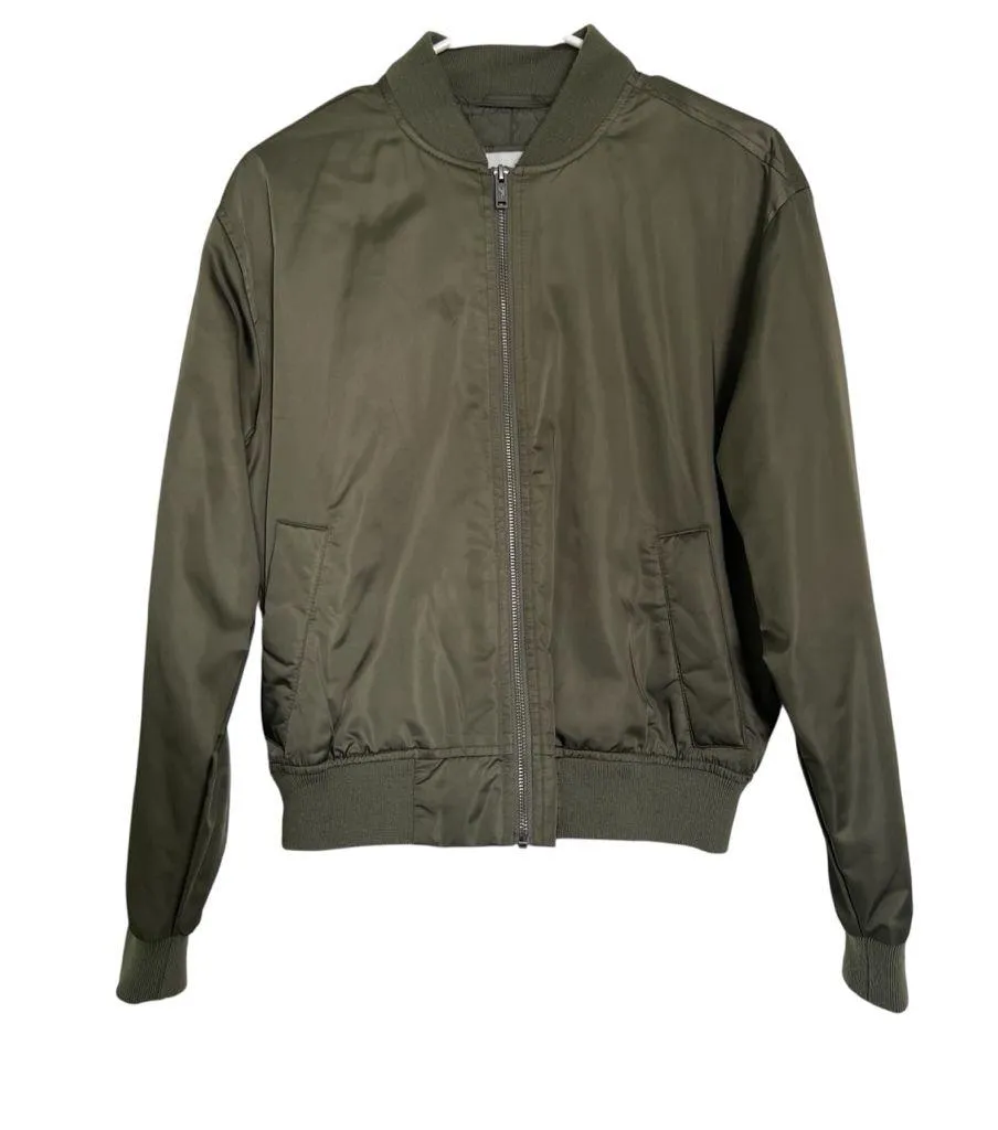 Hollister Olive Green Bomber Utility Retro Jacket Size Small - Image 3