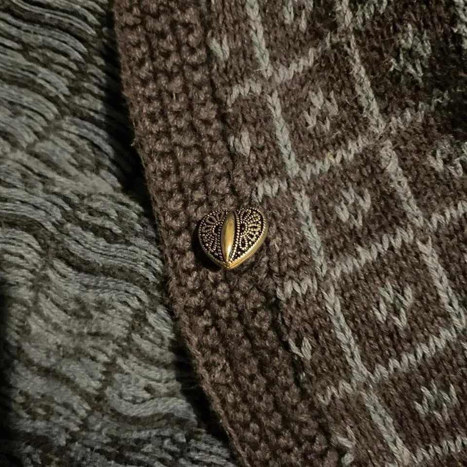 Patchwork vintage knit‎ cardigan Blue Size XL - Image 4