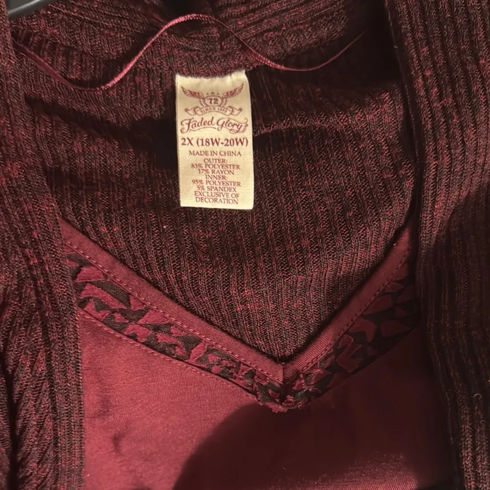 Faded Glory Red blouse/Cardigan Sweater Open Front Lightweight - Image 6