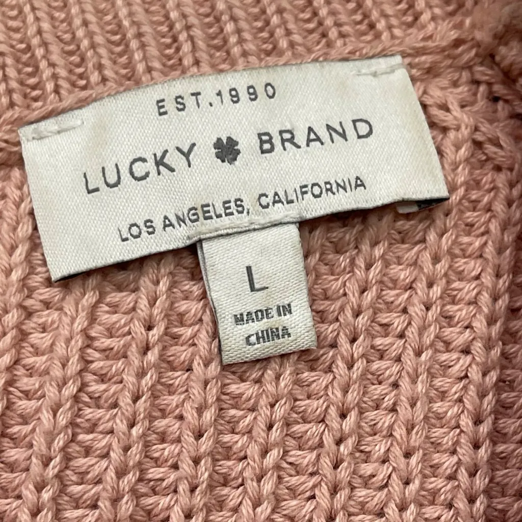 Lucky Brand Ombre Sweater Dip Dye Women's‎ Large Full Button Back 100% Cotton - Image 8