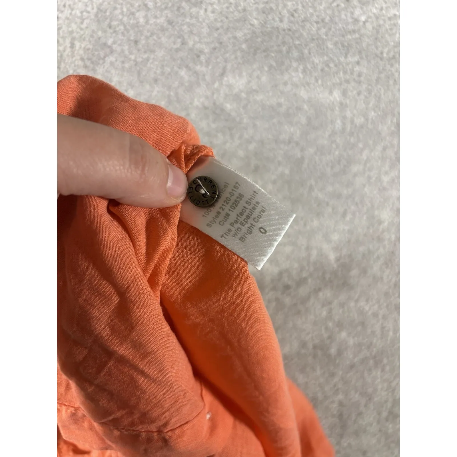 womens‎ current/elliott the perfect shirt  W/epaulets coral 0  Button Up Tencel - Image 11