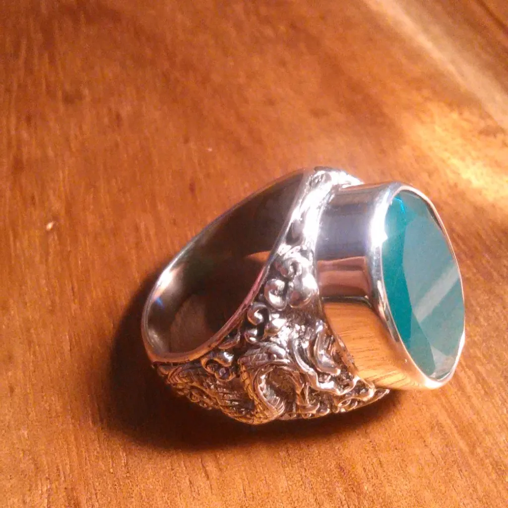 Bali Legacy Verde Onyx Sterling Silver Dragon Ring (Size 7) - Image 8