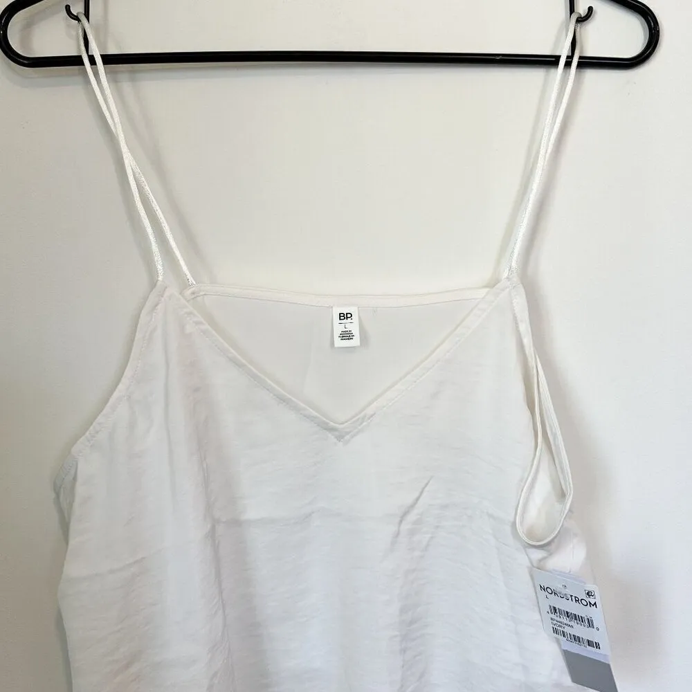 NWT BP Crop White Satin V-Neck Spaghetti Strap Camisole Tank Top - Large - Image 2