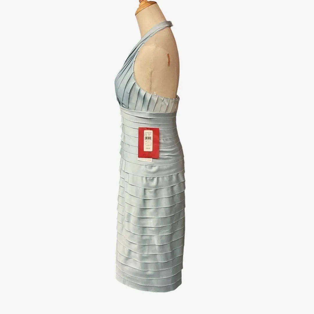 Lord & Taylor J.S. Collection Tiered Layer Halter Midi Dress Light Blue Sz 4 NWT - Image 6
