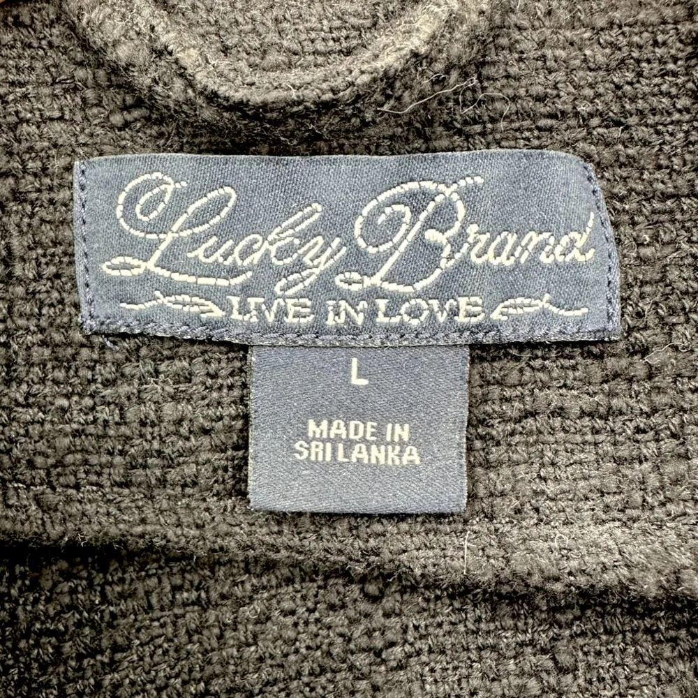 Lucky Brand | Large | Black Tweed Textured Asymmetrical Zip-Up Crop Moto Jacket - Image 4