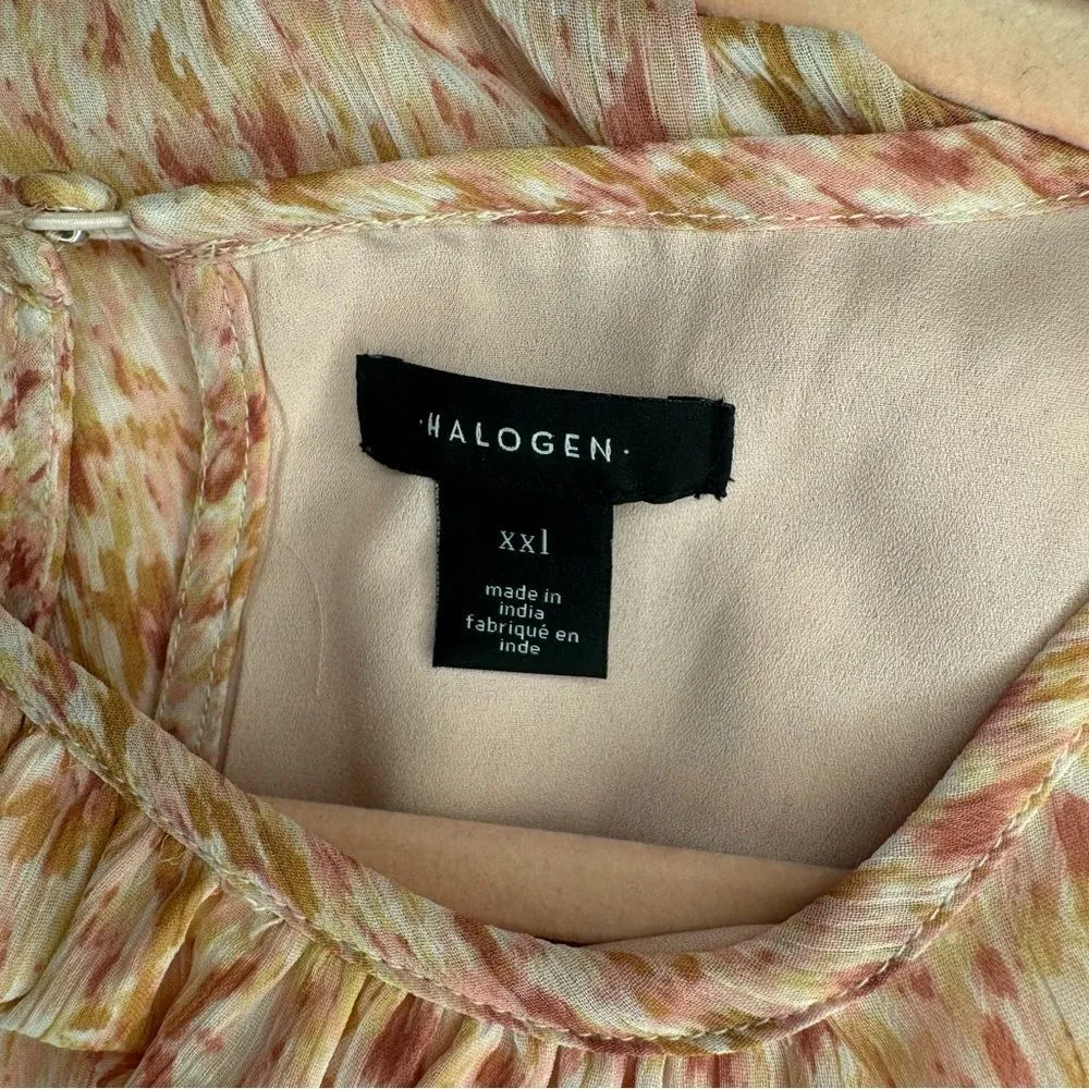 NWT Halogen Abstract Print Long Sleeve Tiered Dress in Ballet Slipper Size XXL - Image 7