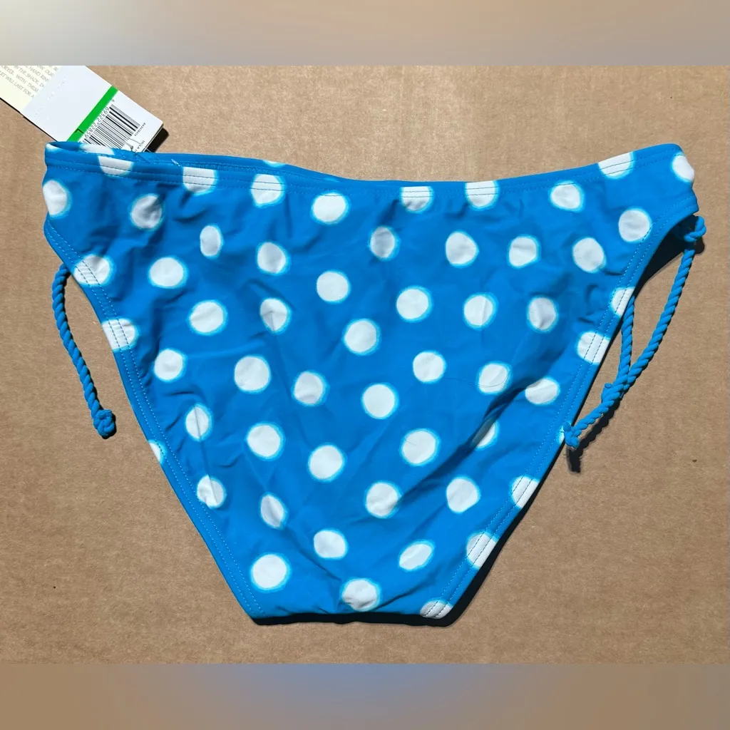 Women’s Hula Honey Size Large Blue & White With Side Ties Swim Bikini Bottom NWT - Image 2