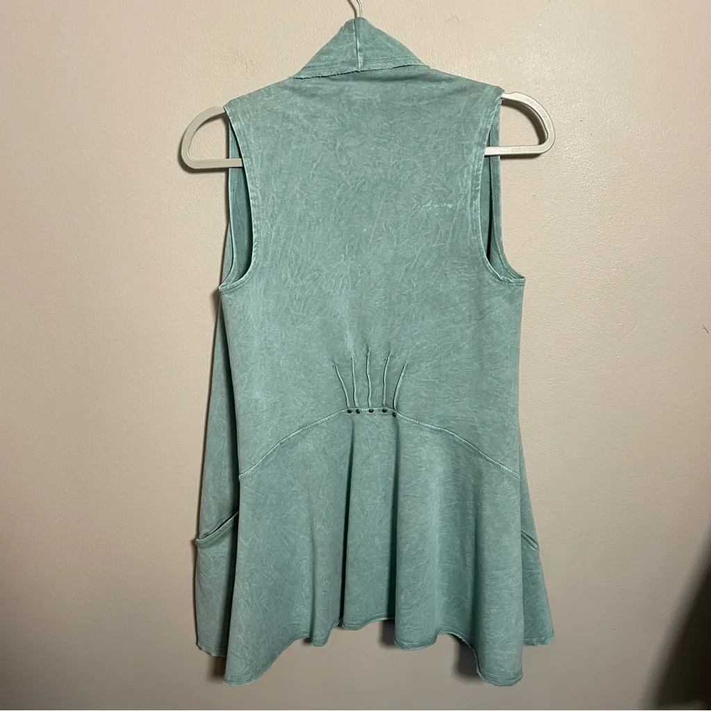 Testimony Los Angeles French Terry Cardigan Style Sleeveless Open Vest Blue Size XS - Image 7