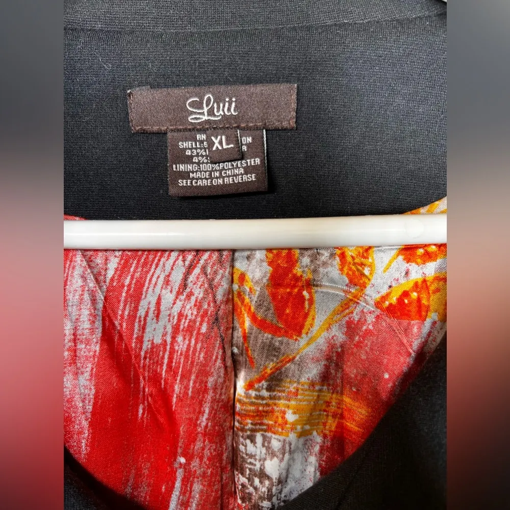 Luii 3/4 Sleeve Button Down Jacket With Belt Spring /Fall Pullover Black Size XL - Image 2