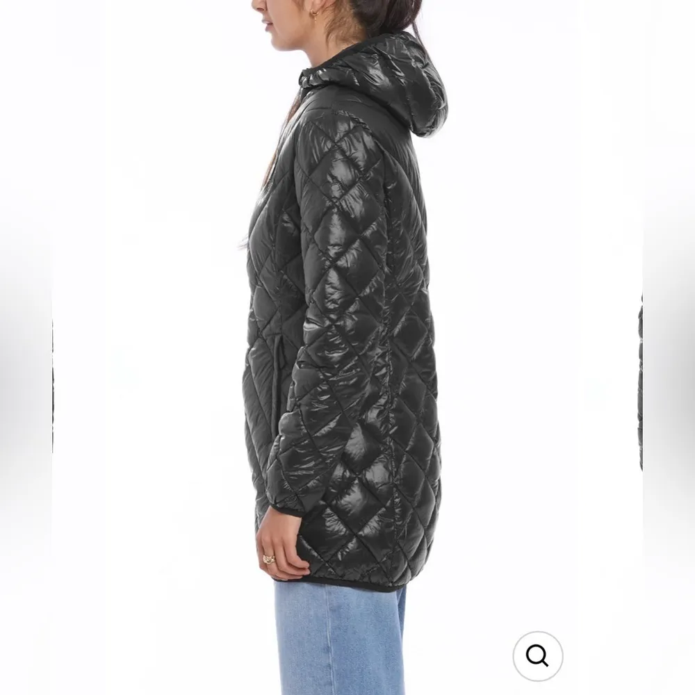 Diana Lightweight Insulated Thigh Length Hooded Puffer Jacket - Image 2