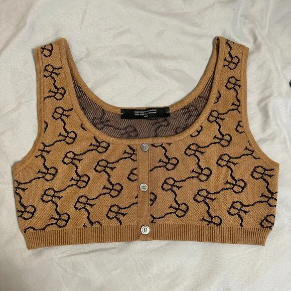 ROKH Logo Crop Tank Bra Top Size‎ Large Brown Black - Image 2