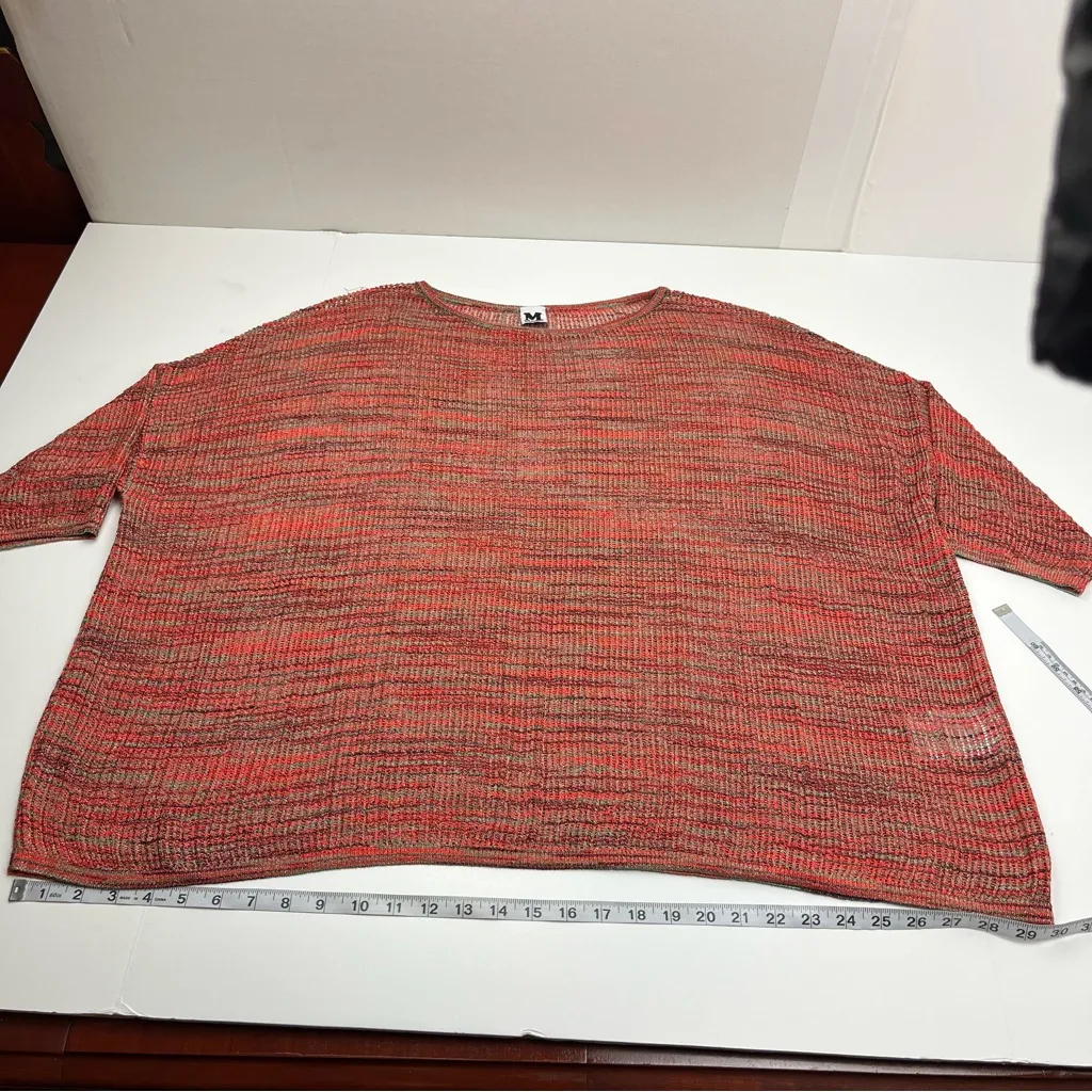 M Missoni Multicolor Red Metallic Open Knit Popover Top Womens Size Large Y2K‎ - Image 8