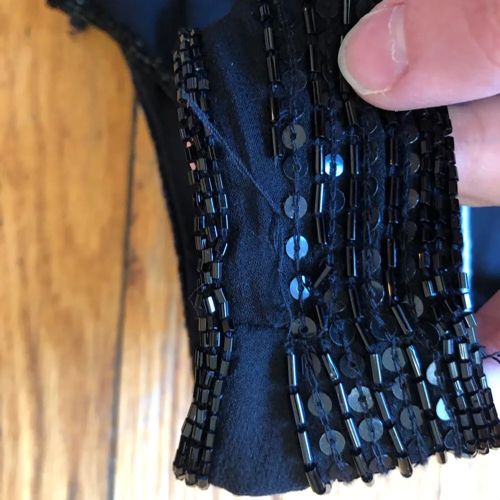 Adrianna Papell EUC Women's Black Beaded Silk Cocktail Dress Size 4P - Image 9