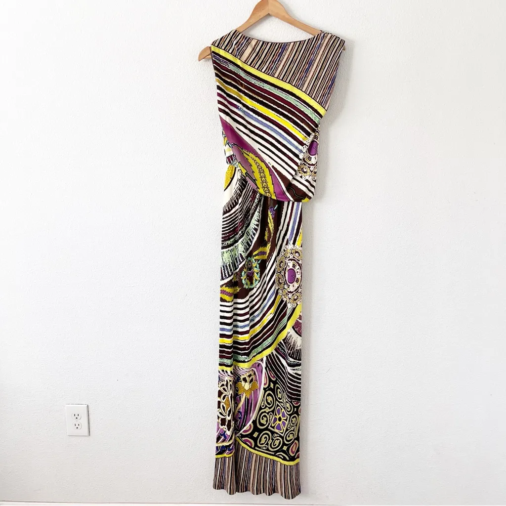 Fuzzi Jean Paul Gaultier Paisley Printed Sleeveless Maxi Dress in Multicolor Purple Size M - Image 5