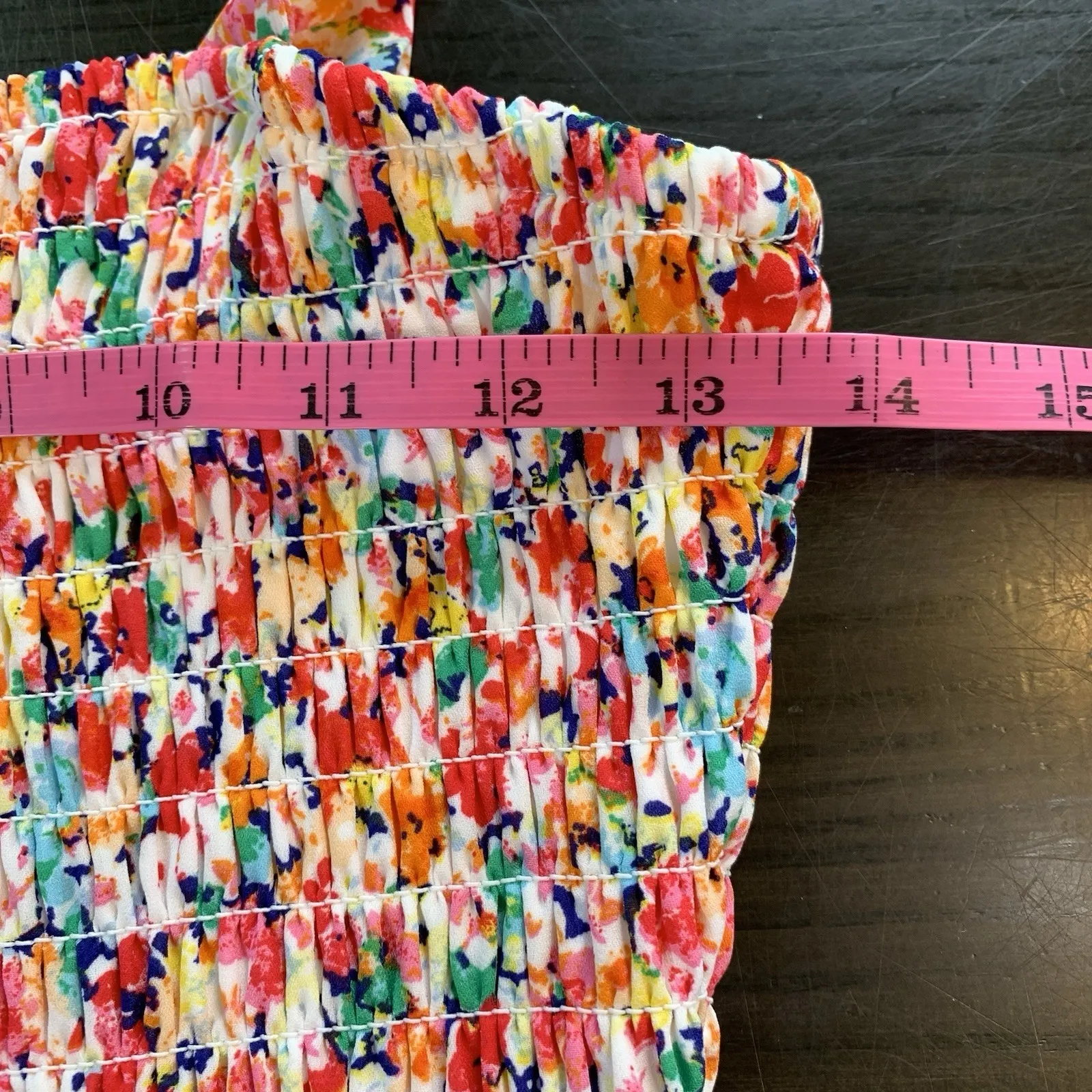 Jessica Simpson Floral Summer Dress Small Stretch Bodice Tiered Skirt Ruffle Hem - Image 8