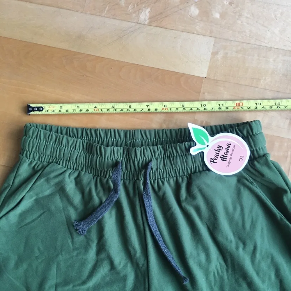 Peachy Mama High Rise Baggy Shorts, Elastic, Drawstring Waist, Green, Size S Green - Image 9
