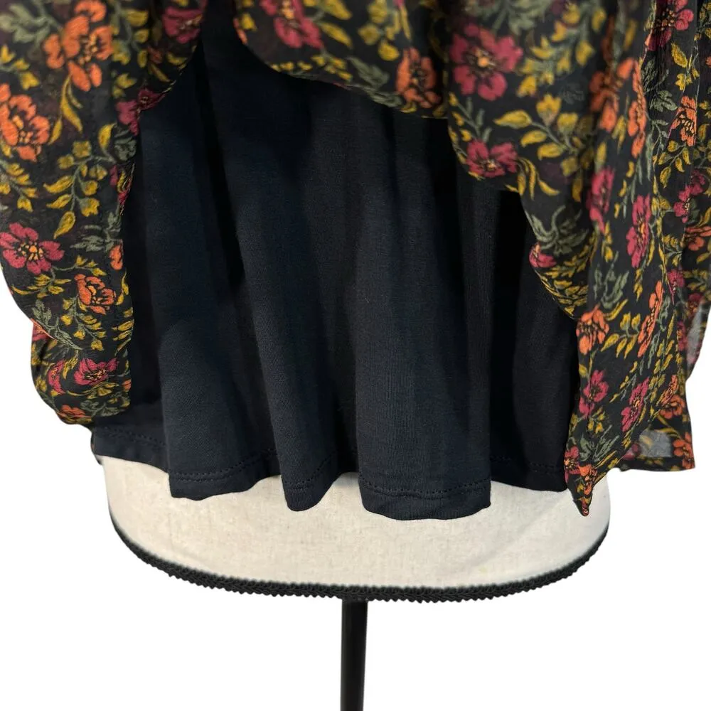 American Eagle X-Small Top Floral Off-Shoulder Lined Split 3/4 Sleeves Smocked - Image 2