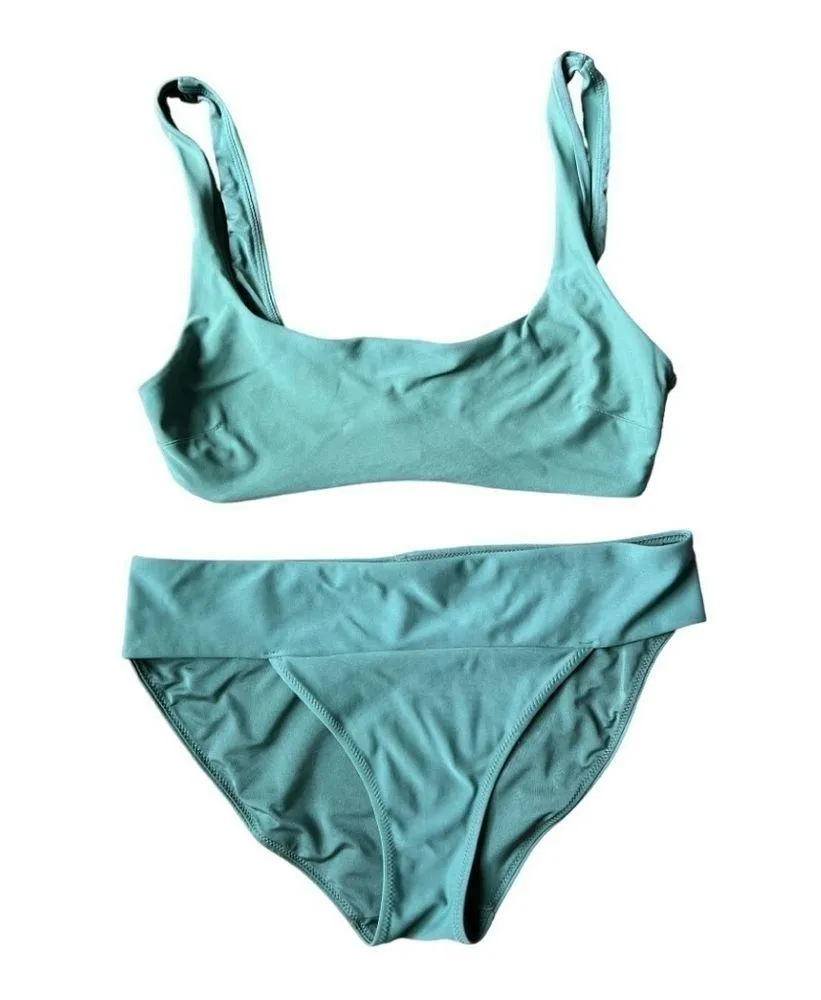 Aerie Wide Strap Scoop Bikini Olive Green Bikini Small Top, Medium Bikini Bottom - Image 10