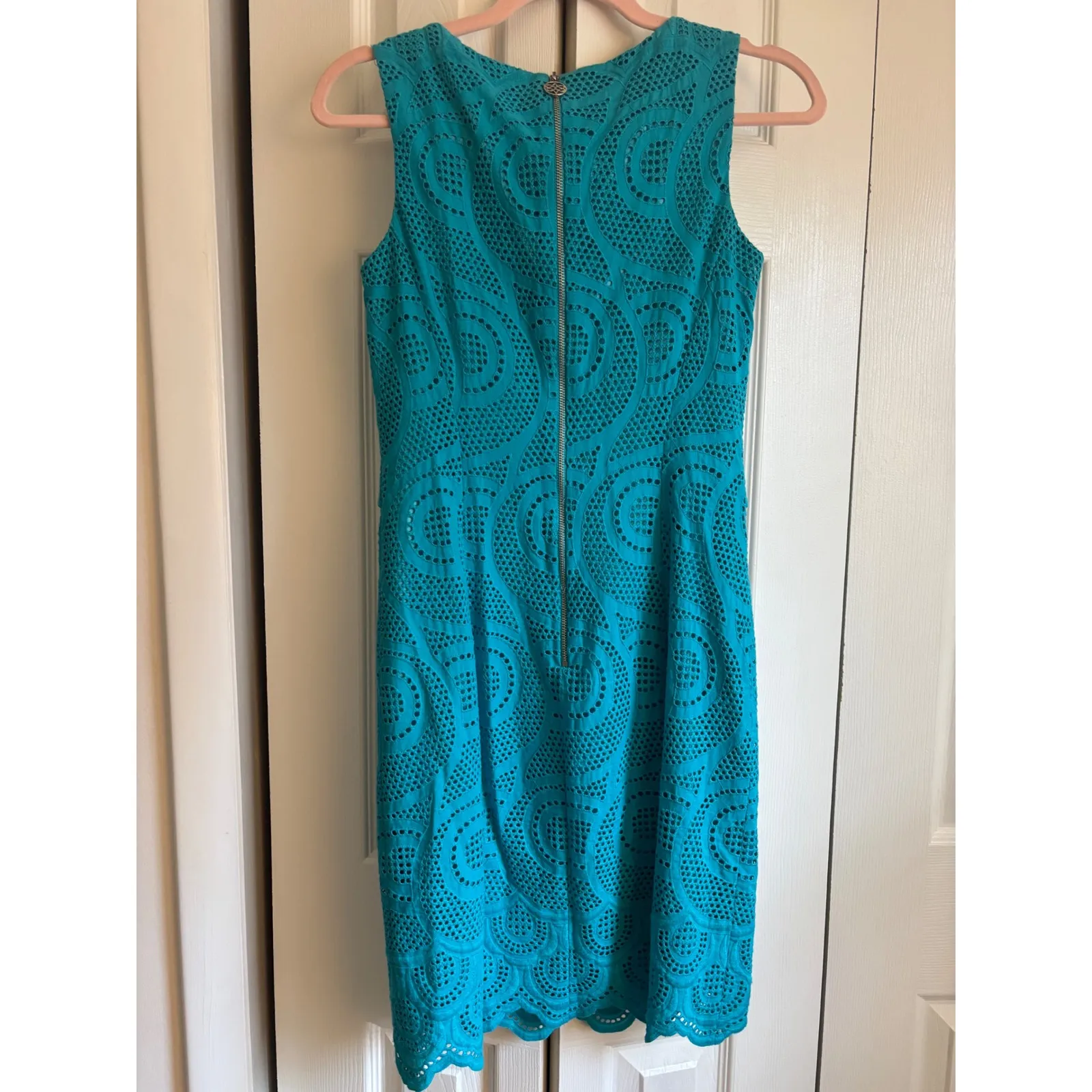 Antonio Melani Cerulean Blue Lace Dress – Size 0 – Scalloped Hem – Fully Lined - Image 7