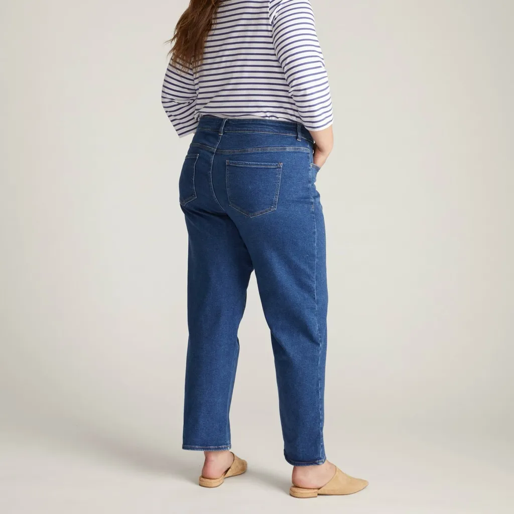 Universal Standard Etta High Rise Straight Leg Jeans in Aged Indigo Wash Size 10 - Image 3