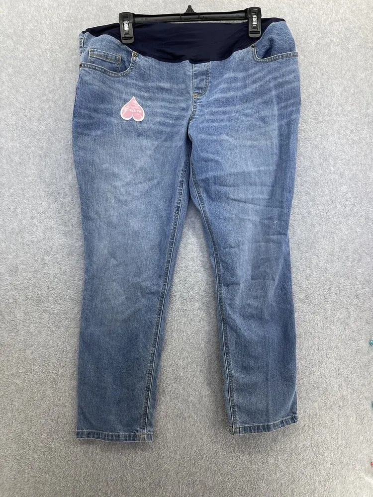 Great Expectations Maternity Jeans Size Large Medium Wash Stomach Panel Skinny Blue - Image 6