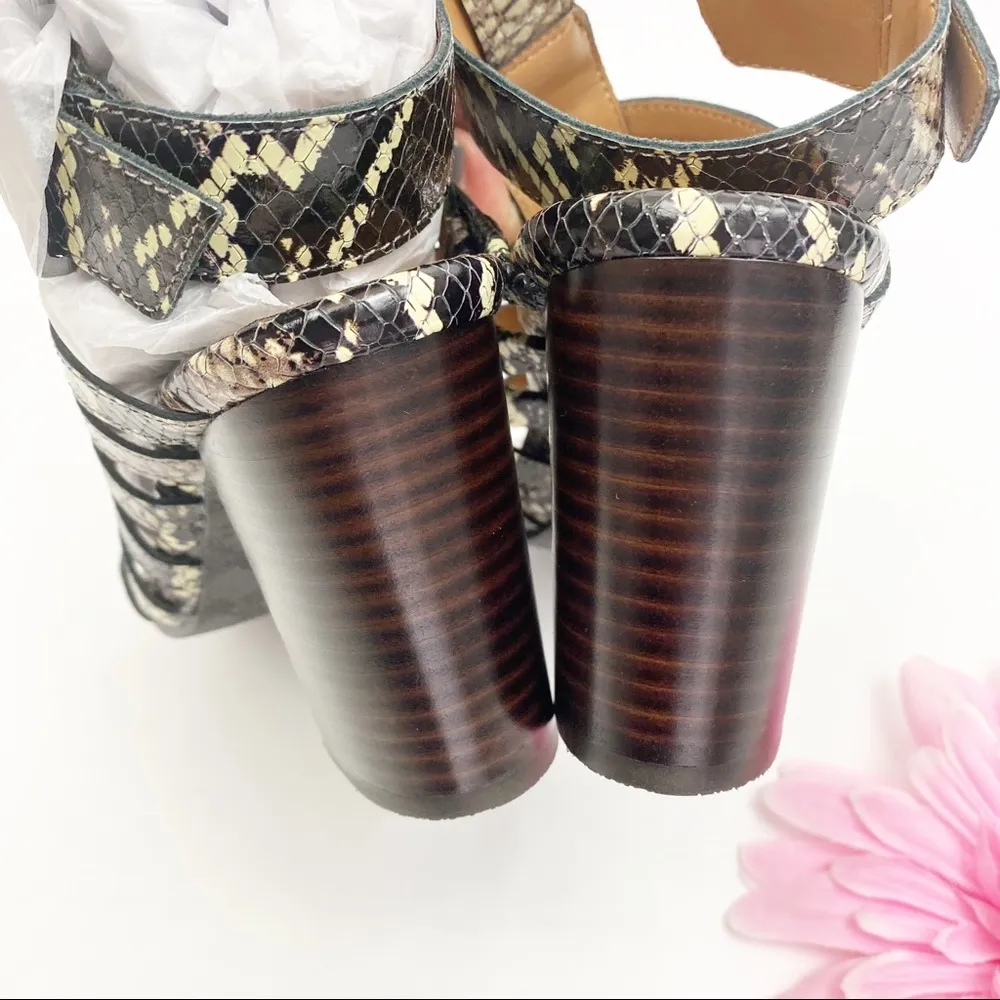 Vionic Perk Sami Leather Caged Heeled Sandals: Black Boa Snakeskin - Image 8