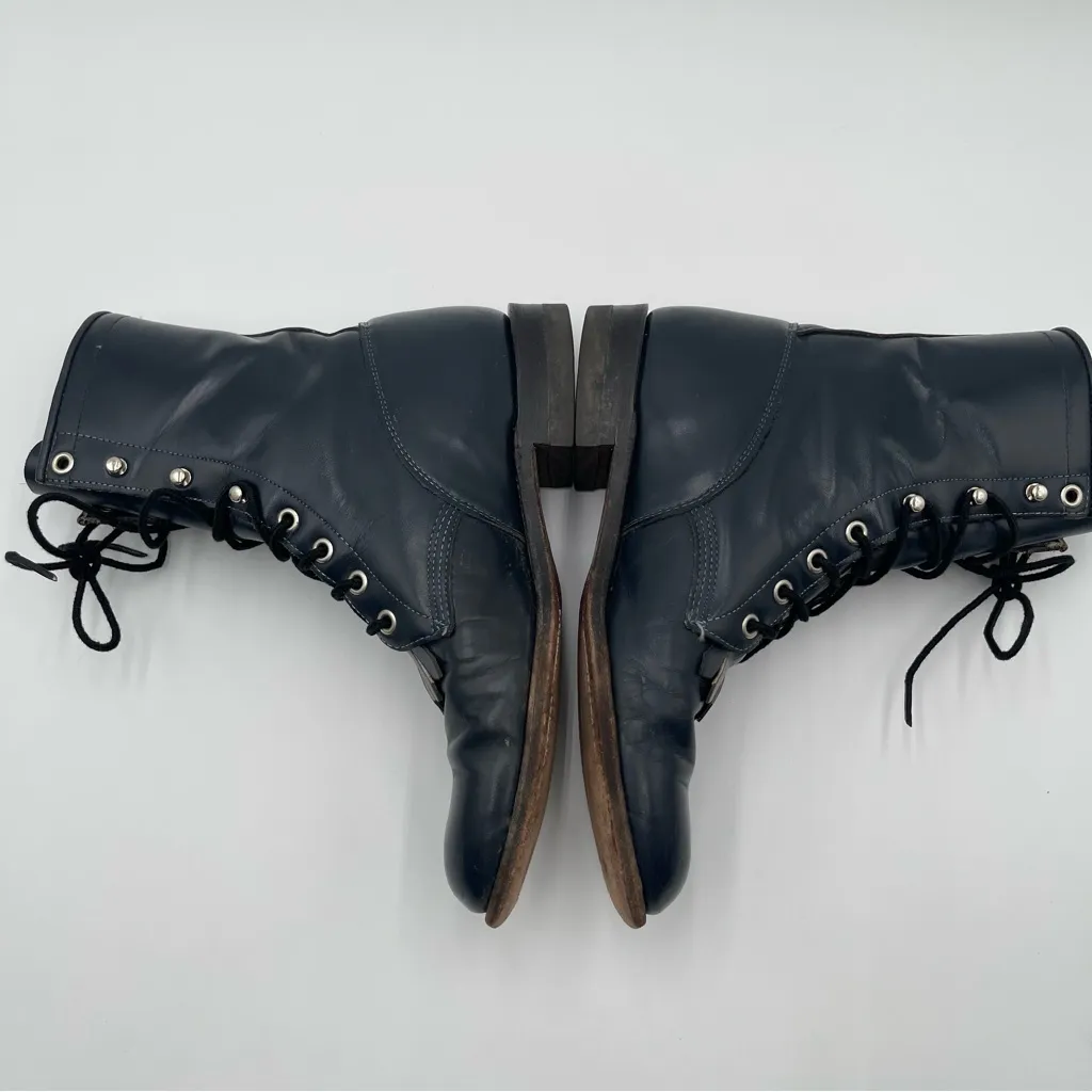 Vtg Justin Western Roper Kiltie Hiram Blue Womens Boots Lace Up Size 7C Fringe - Image 7